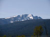 Snow capped mountains.