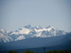 Snow capped mountains.