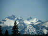 Snow capped mountains.