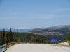 Snow capped mountains.