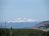 Snow capped mountains.