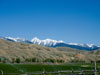 Snow capped mountains.