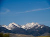 Snow capped mountains.