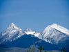 Snow capped mountains.