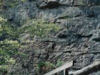 View of cliff just over bridge