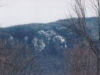 Snow and ice on a rock face.