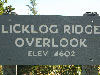Licklog ridge overlook sign