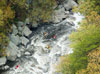 Kyakers on the river in the gorge