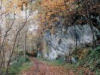 Scenic boulder in fall.
