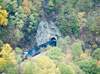 Train going into tunnel
